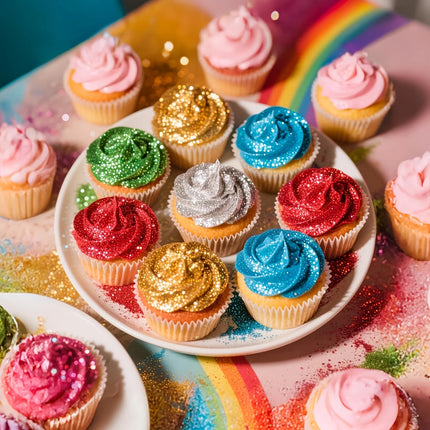 Rainbow Glitter,Iridescent Pink Sprinkles Cake Decorating Supplies,Cupcakes Cookies Drinks Easter Women's Mother's Decorations