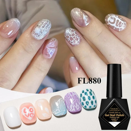 10ml Poking Nail Gel White Black Lace Nail Polish and Special Clear Base Gel 3D Painting Gel Varnish for Nail Art Decorations