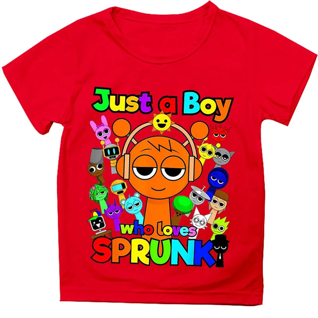 Summer Game Sprunki Incredibox Cartoon Print Cotton Kids T-Shirts Boys Casual Short Sleeve Baby Girls Clothes Children Tee Tops