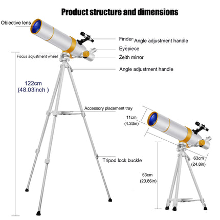 BORWOLF  Astronomy Telescopes 24X-750X for Adults, 110mm Aperture 600mm , HD for Moon Stargazing