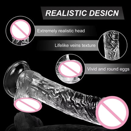 Realistic Wearable Strap On Clear Dildo Masturbator Strong Suction Cup G-spot Adult Sex Toy Suitable for Female and Male Couples