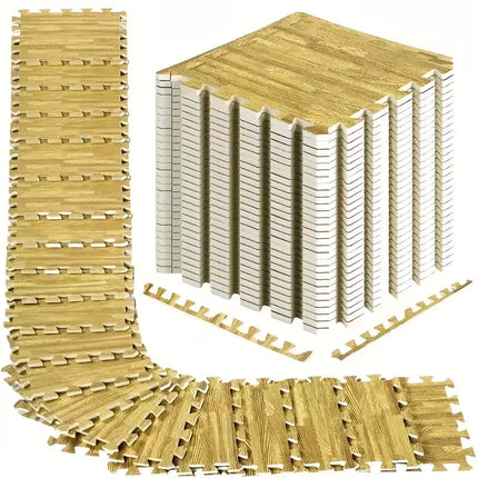 Home Fitness Wood Grain Floor Mat Foam Interlocking Anti-slip and Shock-absorbing Floor Tile DIY Puzzle Yoga Mat Home Decor