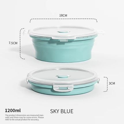 Collapsible Food Storage Containers Foldable Silicone Lunch Containers with Lids, Rectangle Collapsible Bowls Round Food Bowls