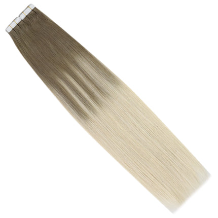 Moresoo Tape in Human Hair Virgin Extensions Injected 12 Months 2.5G/PCS Double Drawn Natural Straight Invisible Brazilian Hair