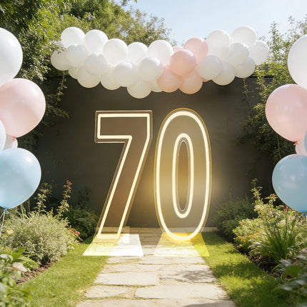 Large Size Warm White LED Neon Numbers Sign 76cm/100cm Stand up & Wall Mounted for Birthday Wedding Celebration Party Decor
