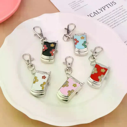 1 Piece Fashion Retro Cute Backpack Pendant Flip Phone Keychain Watch Hanging Watch Creative Gift