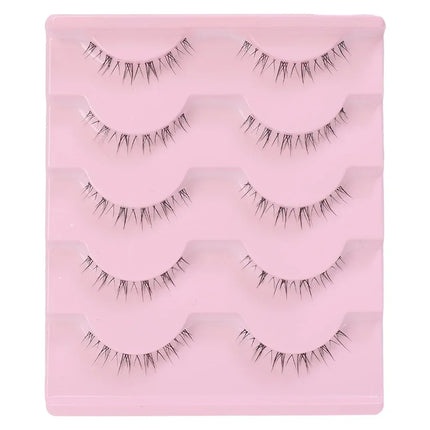 5 Pairs Thick Lower Eyelashes Pack Clear Band Under Eye Lashes 5D Soft Lower Eyelash Handmade Manga Bottom Lashes Makeup Tools