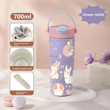 Large Capaci Cerc Inner Lid Insulated Mug Portable Car Coffee Cup Sports Water Bottle Fem High Aesthetic Value