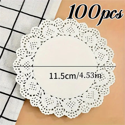 100pcs Lace Doily Paper Oil Absorption Pad Cupcake Mats Party Wedding Table Decor for Baking Cooking Cake Access Kitchen Supplie