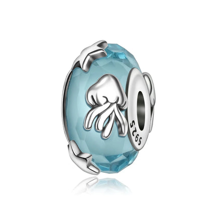 925 Sterling Silver Blue Ocean Series Beaded Charms  Pendant Fit for The Brand's DIY Bracelet Women Jewelry Girlfriend Gifts
