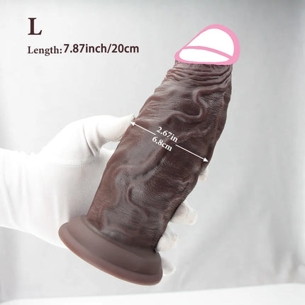 Realistic Dark Anal Dildos Thick Penis Butt Plug Soft Dildo Vaginal Masturbation Suction Cup Dick Anal Sex Toys for Women Men