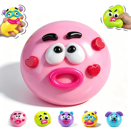 Popular New Creative Dog Facechanging Kneading Soothingball Soft Rubber Breathable Toy Children's and Adult Stressrelieving Tool