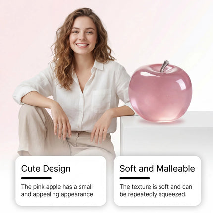 Squishy Pink Apple Stress Ball Soft Fidget Sensory Toy Suitable Autism Relief Simulated Slow Rebound Squeeze Toy Adult Kids Gift
