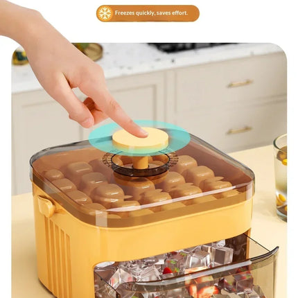 Hot Food-grade Ice Cube Mold Bucket, Press-type Ice Cube Mold, Refrigerator Frozen Ice Cube Food Storage Box Tray