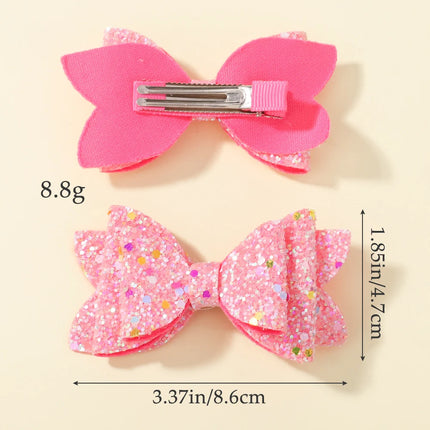 10pcs Random Color Glitter Hair Bows Clips Rhinestone Dot Sequin Bow for Baby Girls Hair Accessories Headwear Hair Pin