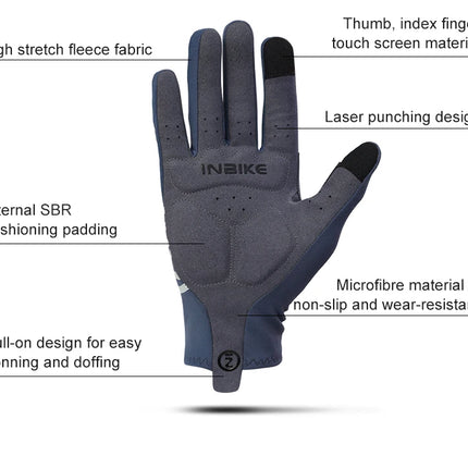 INBIKE 2024 Cycling Gloves Gel Padded for Men Autumn Winter Fleece Road Bike Gloves MTB Full Finger Touchscreen Bike Accessories