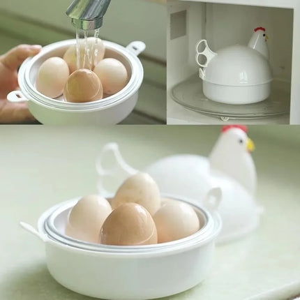 Microwave Chicken Shaped Egg Cooker, 4 Eggs Aluminum Alloy Egg Steamer Kitchen Gadget