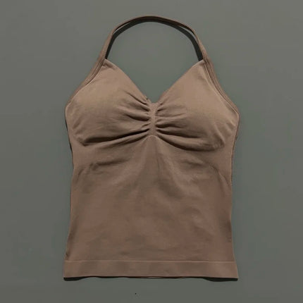 HISTELLO Impact Longline Strappy Top Sports Yoga Vest Women Fitness Tank Top Gym Beautiful Open Back Bra Running Workout Halter