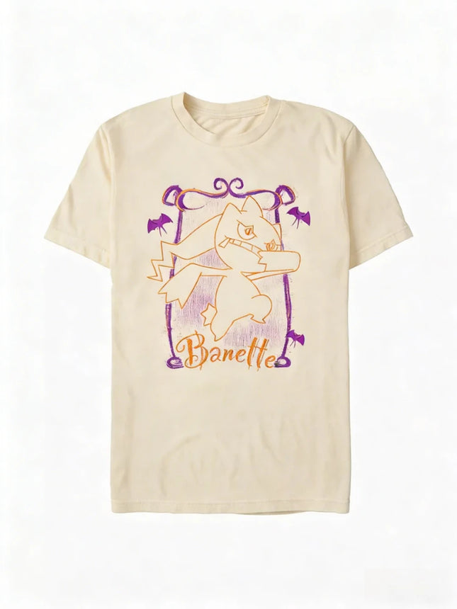 Bandai New Pokemon Banette Haunting Print High Quality Men's Short Sleeve Parent-Child Loose Comfortable T-Shirt