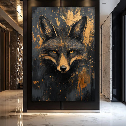 Fox Elephant Eagle Canvas Painting Black Gold Animal Print Poster Luxury Wild Animal Decoration Abstract Modern Gold Home Decor