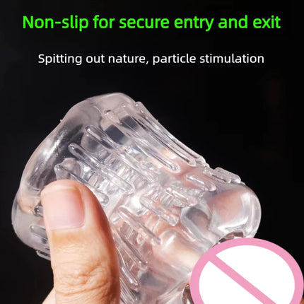 Male Masturbator Soft Pussy Penis Sleeve Sex Toys Transparent Crystal Vagina Adult Goods for Men Textured Tunnel Pocket Pussy