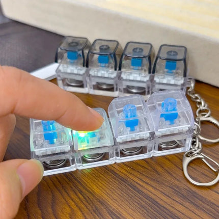 Light Up Keyboard Key Keychain Stress Relief Fidget Toy Clickable Button with LED Light