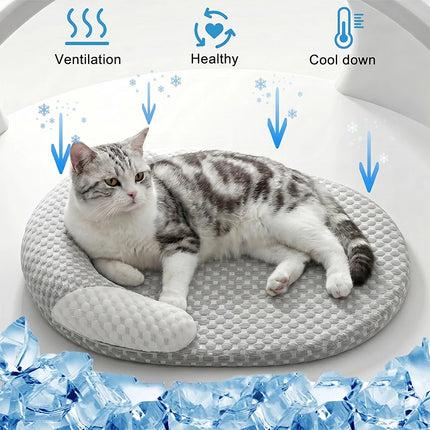 Summer Cooling Dog Bed Ice Silk Cat Mat Oval Breathable Pet Nest Bed Heat Dissipation Cooling Pad for Small Medium Large Dogs