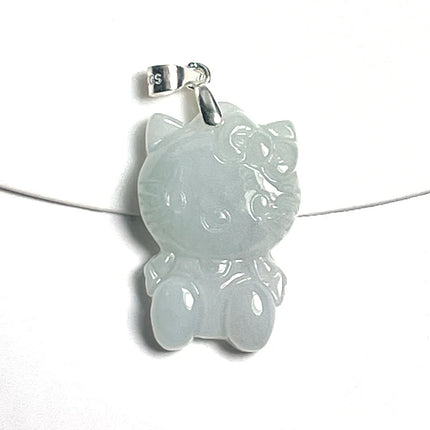 Natural A Cargo Myanmar Jade Cartoon Cat Pendant Official Website Fashion Jewelry Best-Selling Holiday Gift