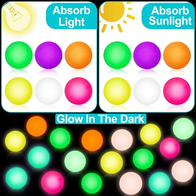 12PCS Glow in the Dark Bouncing Balls Bulk 30mm Small Bouncy Balls Luminous Funny Colorful Party Favors Birthdays Gift