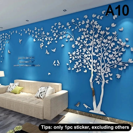 3D Acrylic Tree Wall Stickers Self Adhesive Home Background Decoration Bedroom Living Room Nursery Removable Peel And Stick Wall