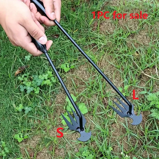 1 piece, black metal garden weeding tool, portable 4-tooth hand-held weeding machine, multi-function weeding machine