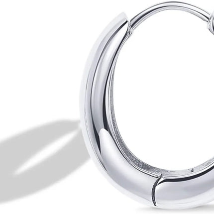 14K Gold Plated Sterling Silver Post Small Chunky Hoops Earrings | Thick Lightweight Gold Hoop Earrings for Women Retro style