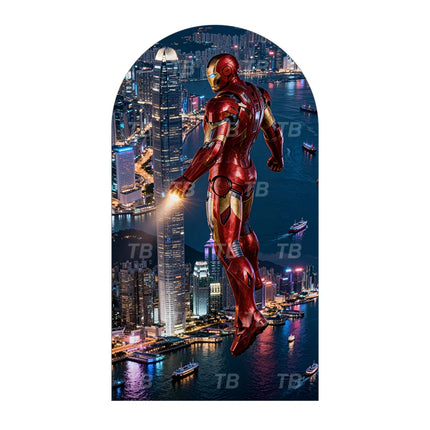 Children's birthday party superhero Iron Man theme gift arch photography background props customizable wall posterstretch fabric