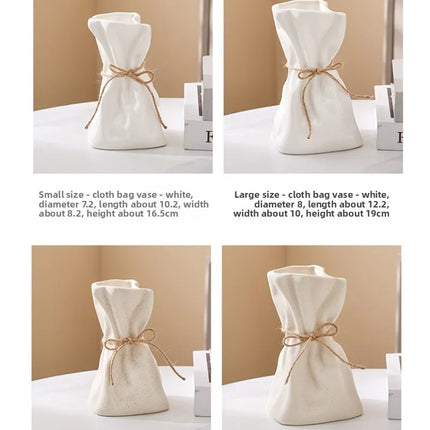 Ceramic Vase and Glass Flower Vase Hydroponic Money Bag Shaped Vase Flower Living Room Decoration Desktop Home Decoration