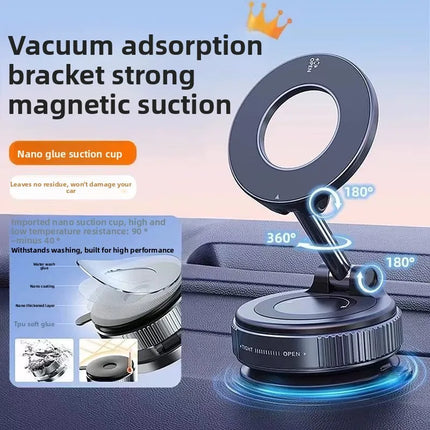 Strong Magnetic Phone Holder Foldable Design 360° Adjustable Vacuum Car Mount For Cell Phone For iphone Live Streaming