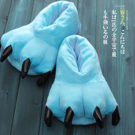 Blue Stitch Animal Paw Slippers For Boy Girl Unisex Kids Monster Claw Slippers Cartoon Soft Plush Warm Home Slippers Child Shoes