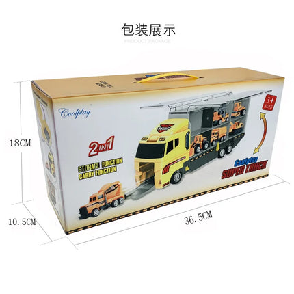 10 in 1 Big Trucks Set Mini Alloy Diecast Car Model Toys Vehicles Carrier Truck Helicopter Tank Fire Truck Engineering Car Toys