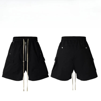 2025 Dark RO Style Drawstring Multi-pocket Tooling Shorts Men's Niche Casual Loose Straight Five-point Pants