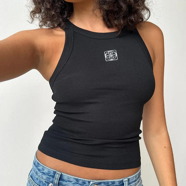 Women's letter Graphic Tank Top Punk Y2K Top women Clothes aesthetic Black Sleeveless Harajuku 90s Vintage Clothes Emo Grunge