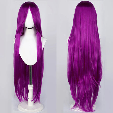 100CM Long Straight Wig With Bangs Synthetic Cosplay Wig For Women Pink Purple Cosplay Wigs for Party For Halloween