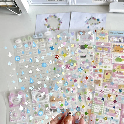 8pcs Set Korean Ins Cute Cartoon Cut Film Sticker for Phone Camera Luggage Journal Sticker Kawaii Decoration Sticker Gift