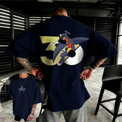 Pokemon  30th Anniversary Garchomp Printed T-shirt Summer Men's and Women's Loose Casual Hip Hop Trendy Short Sleeve Top