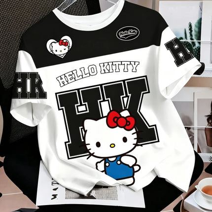 The bestseller Summer Men Women Unisex Short Sleeve T-Shirts Breathable Quick Drying Couple Casual T-shirt Hello Kitty HK Tee