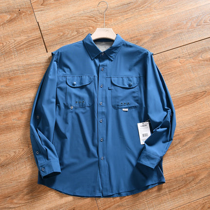 Quick Dry Breathable 3D Tailored Men's Summer Outdoor Workwear Fishing Sun Protection Shirt Polyester Fiber Casual Style