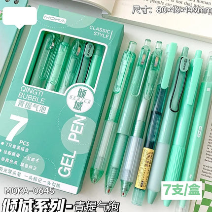 7 pieces/box Minimalist Transparent 0.5mm Gel Pen Fashion Office Signature Pen Creative Multifunctional