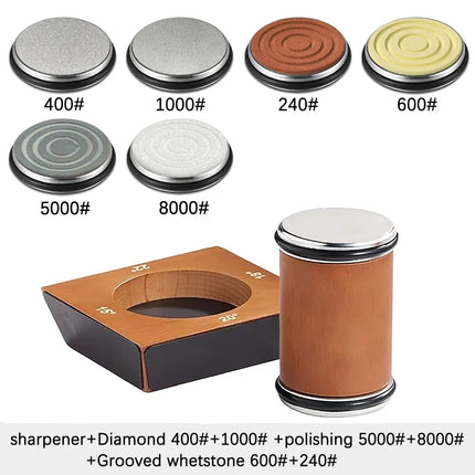 New Wooden【4 Angle】Rolling Knife Sharpener 15/18/20/22° Roller Sharpeners Professional Grinding System Diamond Sharpening Stone
