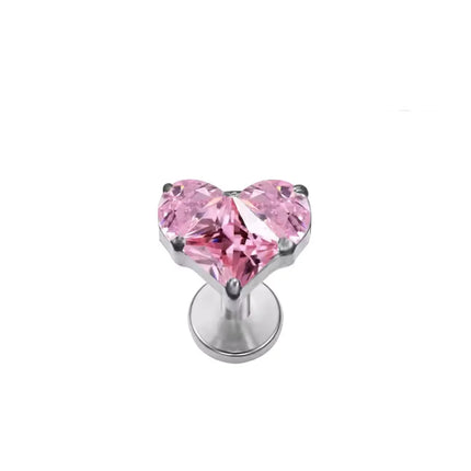 High-Quality F136 Titanium Alloy Pink Zirconia Stud Earring Set Fashionable Cartilage and Lip Piercing Jewelry for Men and Women