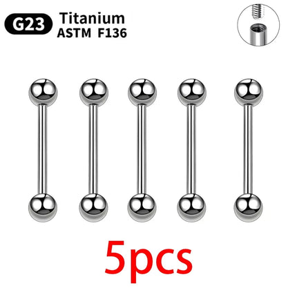 1/5pcs Internal thread Piercing G23 Titanium ASTM F136 14G 16G Jewelry Long Industrial Barbell earrings Sexy Barbell Tongue nail