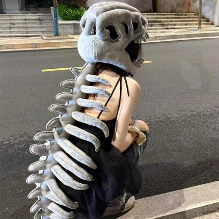 75/115CM Realistic Dinosaur Skeleton Costume Set Funny Headgear Cosply Dress up Clothing Plush Toys Creative Gifts