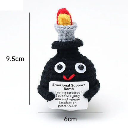 Positive Energy Pocket Hug Crochet Doll, Mini Handmade Knitted Plush Potato Turtle Vegetable Duck Funny Support Gift with Card